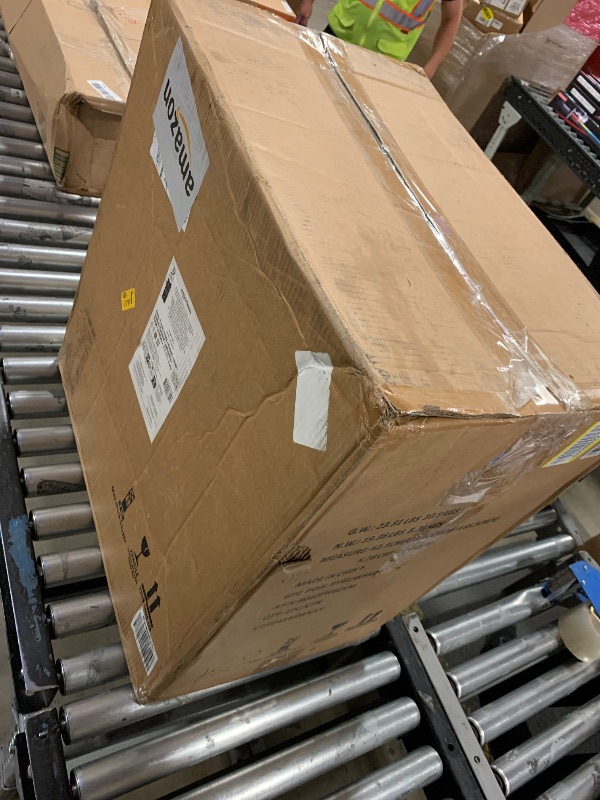 Photo 1 of Amazon Basics Dual Compartment Recycling Trash Can with Soft-Close Lid, Fingerprint Resistant, Removable Liner Buckets, 60 Liters, Rectangular, Grey, Silver