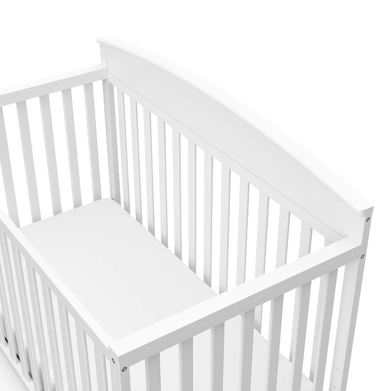 Photo 1 of Graco Benton 5 in 1 Convertible Crib (GREENGUARD Gold Certified) with Premium Foam Crib and Toddler Mattress Included - White, Converts from Baby Crib to Toddler Bed