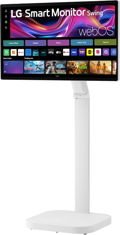 Photo 1 of LG Smart Monitor Swing 32U889SA-W 32-Inch 4K UHD (3840x2160) IPS Touchscreen on a Fully Adjustable Wheeled Base HDR10, webOS, Built-in Speaker, HDMI, USB Type-C, Tilt/Height/Swivel/Pivot Stand, White
