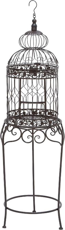 Photo 1 of Deco 79 Vintage Metal Free-Standing Birdcage, 14" x 14" x 47", Black
