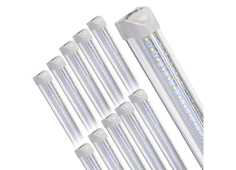 Photo 1 of Henwsi 10Pack 8FT LED Shop Lights, 100W 16000LM 6500K Linkable Shop Light, High Output Clear Cover, Integrated T8 8FT LED Tube Light for Garage, Workshop, Warehouse, Barn, Plug and Play (some are dented)