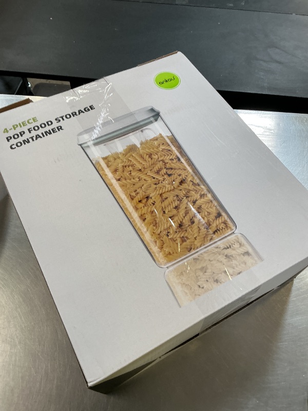 Photo 1 of Ankou Airtight Food Storage Container with Pop Lid & 130ml Scoop, 4L/4.2qt *4 BPA-Free Cereal, Rice, Flour, Pasta & Snack Container, Stackable & Durable,Kitchen Pantry Organizer