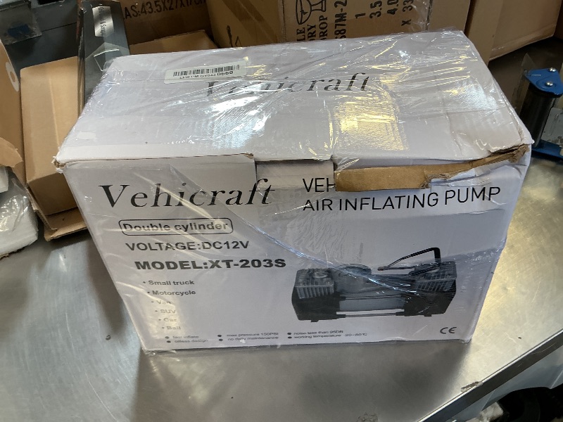 Photo 1 of Vehicraft Silver Tire Inflator Portable Air Compressor, Heavy Duty Double Cylinders Auto Pump, 12V Portable Air Compressor Pump with Emergency LED Light - 150PSI Tire Pump, Apply to Car, SUV, RV