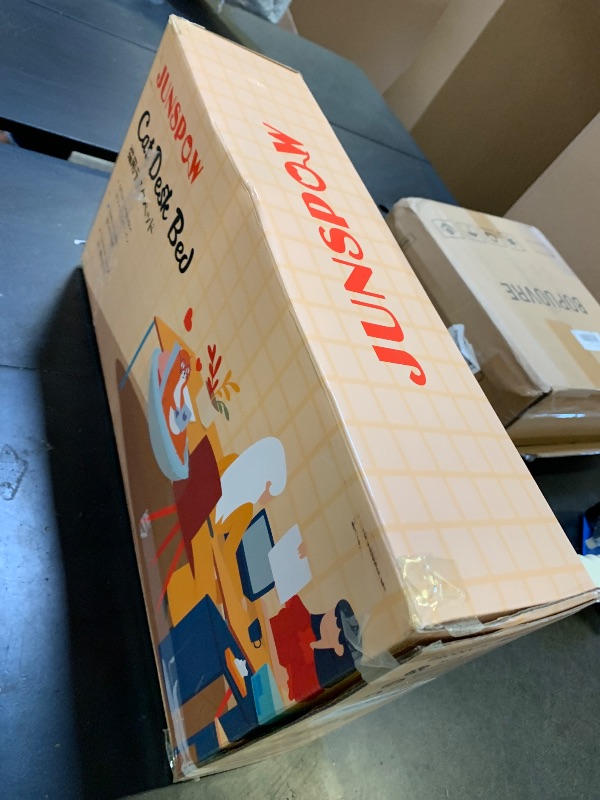 Photo 1 of JUNSPOW Cat Desk Bed - One-Click Folding,Sunken Design & Space-Saving Semi-Circular Cat Bed, Soft Faux Rabbit Fur Material, Suitable for Various Desktops-Maximum Hold Up to 40lb