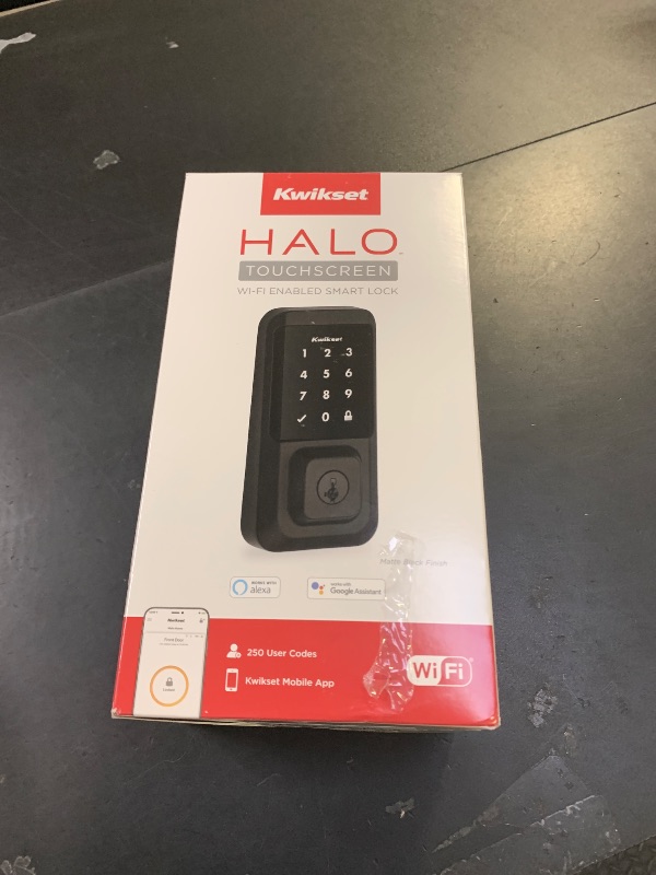 Photo 1 of Kwikset Halo Wi-Fi Smart Lock, Keyless Entry Front Door Touchscreen Deadbolt, Matte Black Finish, Grade AAA Certified, UL Listed, Easy Install No Hub, App Control