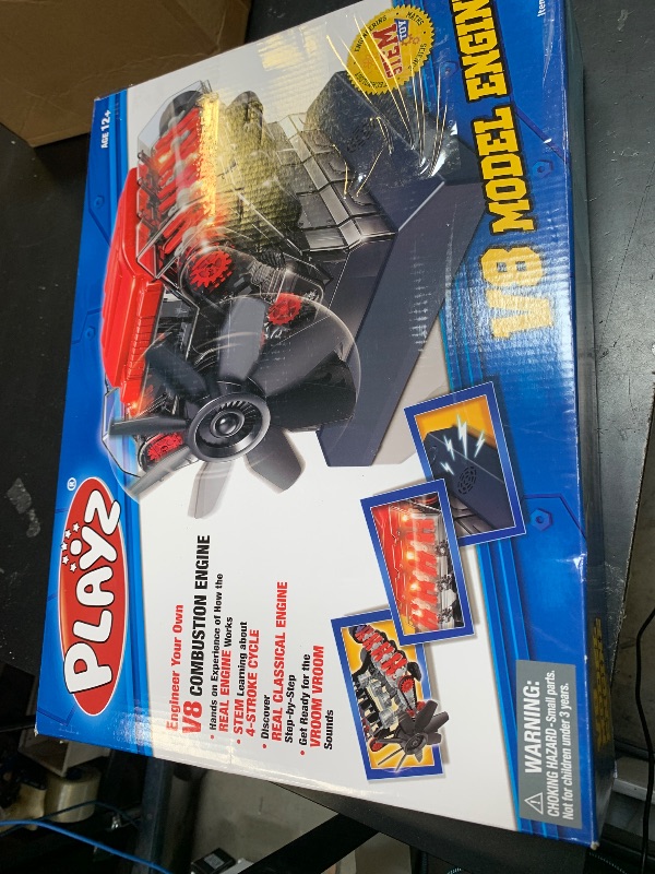 Photo 1 of Playz V8 Combustion Engine Model Kit That Runs - Build Your Own STEM Mini V8 Model Engine Kit for Adults & Kids Age 12+, Visible V8 Mini Engine Kit That Works for Adult w/ 270 STEM Parts