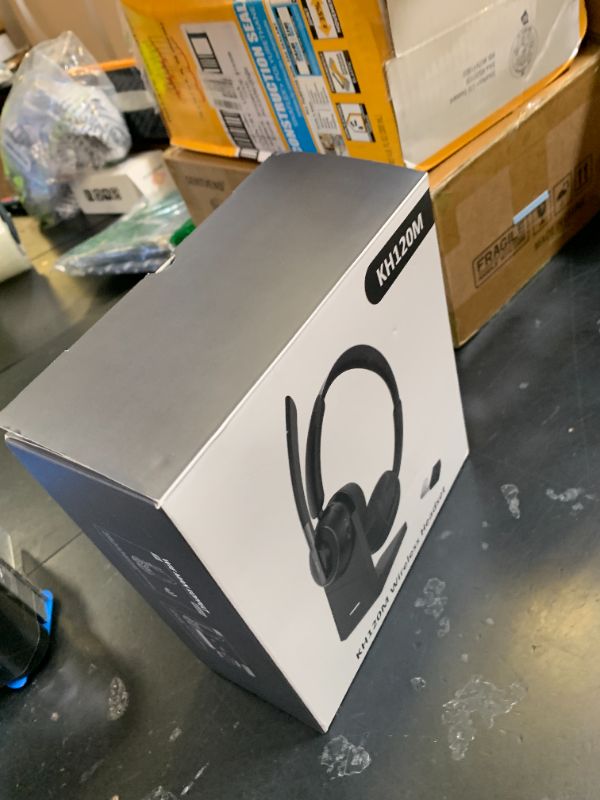 Photo 1 of (2025 Upgraded) Wireless Headset with Mic for Work, Bluetooth Headset with Noise Canceling Microphone with Dongle, Charging Base & Mic Mute, Wireless Headphones for Work from Home/PC/Computer