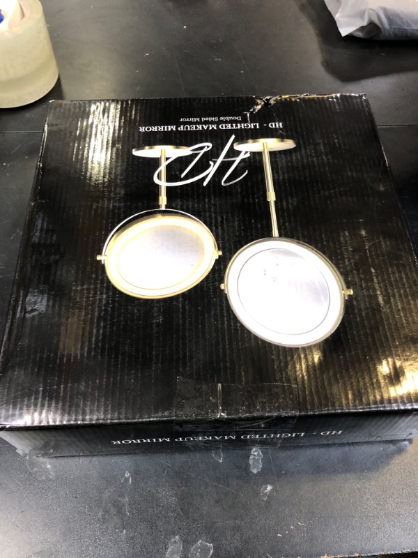 Photo 1 of Lighted Makeup Mirror, 5000 mAh Rechargeable Double Sided Magnifying Vanity Mirror with 3 Colors, 1x/20x, 360° Rotation , Brightness Adjustable lighted mirror with magnification, Antique Bronze