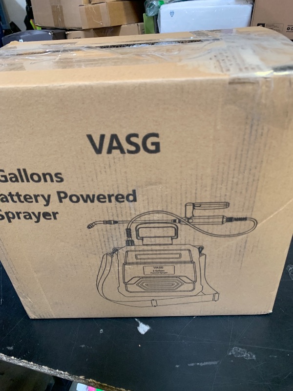 Photo 1 of FAULTY BATTERY*******VASG Battery Powered Garden Sprayer 2 Gallon, 7.4V Powerful Electric Pump Sprayer, Weed Sprayer with USB Rechargeable Handle, 5 Mist Nozzles, Retractable Wand, Adjustable Strap for Lawn, Garden, Yard