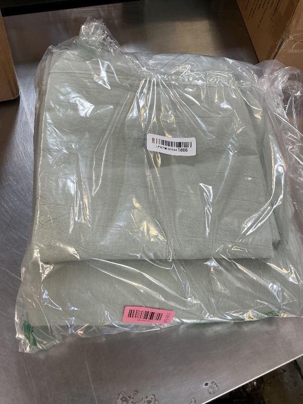 Photo 1 of ELIMMO Cooling Duvet Cover Set 3 Pieces-100% Washed Cotton with Chic Wide Trim Design Linen Like Textured Ultra Soft Cozy Bedding with Zipper Closure(Hemmed Sage Green,Oversized King 120"x98")
