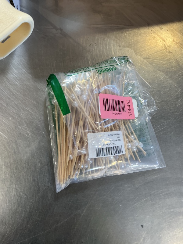 Photo 1 of [100 PCS] Cocktail Picks Toothpicks for Appetizers - 4.7 inch White Pearl Cocktail Skewers for Appetizers, Food Picks for Drink Fruit Party Supplies Bridal Shower Decorations Accessories