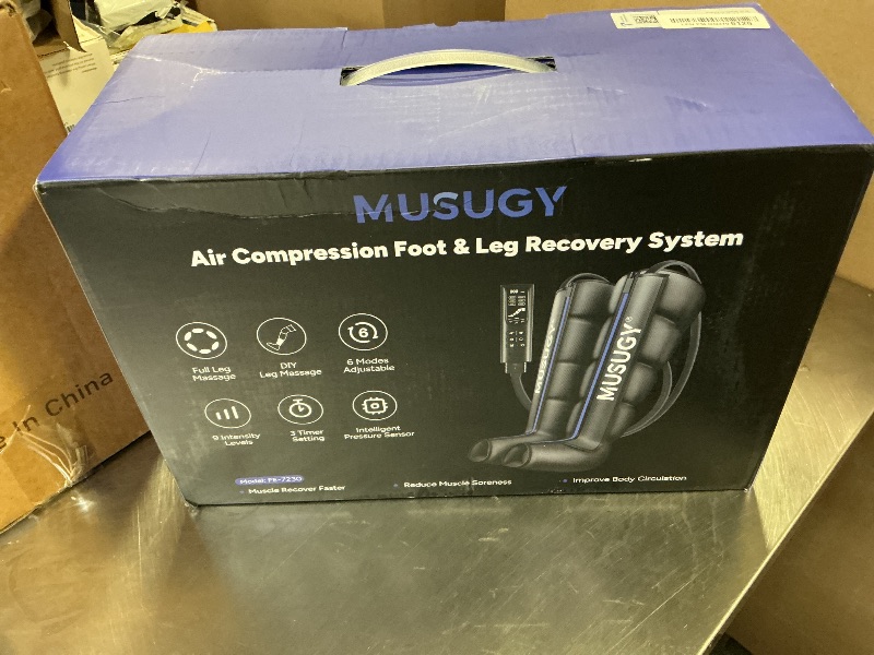 Photo 1 of Musugy Sequential Leg Compression Massager for Circulation : Full Leg Air Compression Boots for Massage Therapy & Fatigue Relief - 9 Intensity, 6 Modes, 3 Timers for Athletes, Runners, Gym (Large)