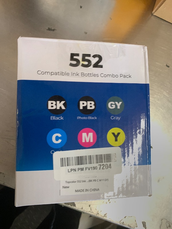 Photo 1 of Topcolor Compatible for EPT552 Ink Bottles 6 Pack ET-8550 ET-8500 Replacement for EPT552 Ink Refill Bottle Work for Photo ET 8550 ET8550 Photo ET 8500 ET8500 8550 8500 Printers (BK PB C M Y GY)
