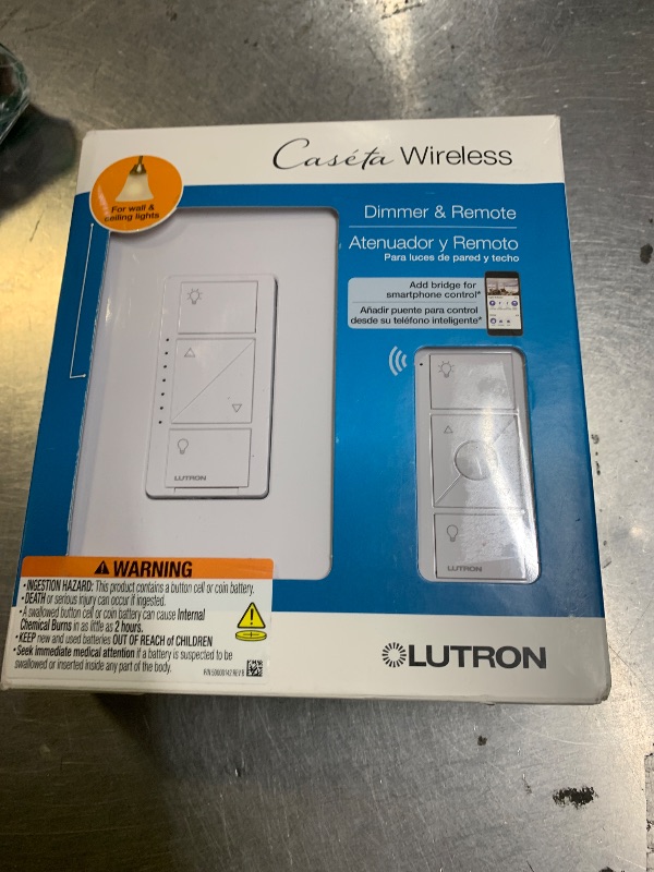 Photo 1 of Lutron Caseta Original Smart Dimmer Switch Kit, 2 Dimmer Switches, 2 Wall Plates, 2 Pico Remotes, and Smart Hub, Works with Alexa, Apple Home, Google Home, 3 Way, 150W, No Neutral, P-BDG-PKG2W-A