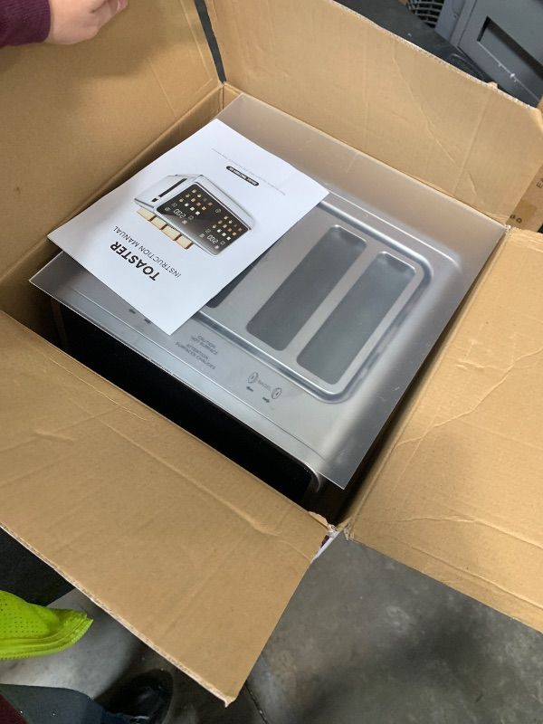 Photo 1 of MAJOR DAMAGE ----------------------4 Slice Toaster Wide Slot– Dual Digital TouchScreen & Independent Control Panel | Single-Slot Tech Timer/Reheat/Defrost for Bagels Bread | 1800W Stainless Steel 6 Toast Types & Shade Settings