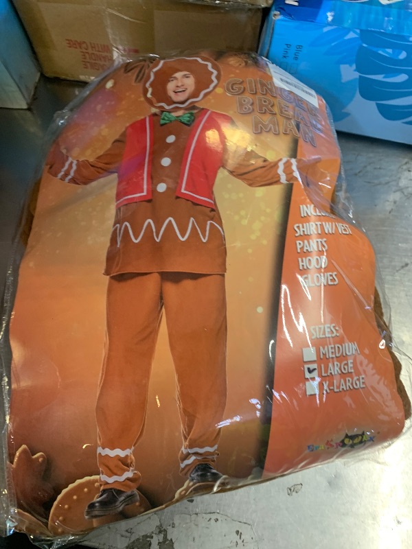 Photo 1 of EraSpooky Adult Gingerbread Man Costume Deluxe Men's Christmas Cookie Outfits