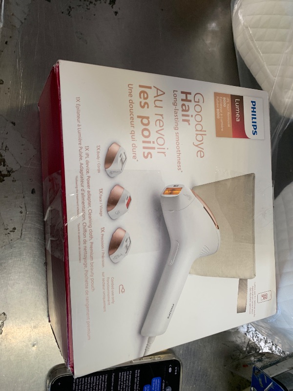 Photo 1 of Philips Lumea 8000 Series IPL Hair Removal Device, Permanent Laser Hair Reduction for Women & Men, Easy and Comfortable Use at Home, SenseIQ, 3 Attachments for Body, Face, Intimate, BRI937/03