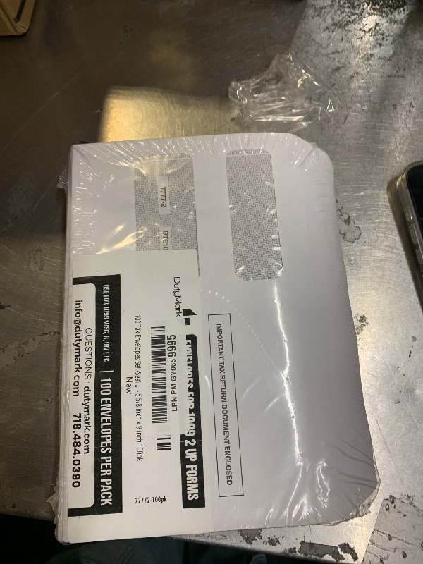 Photo 1 of 100 Tax 1099 Envelopes Self-Seal For 1099 MISC, 1099-R & DIV - INT, 1095, 1098, Double-Window Security tinded, For Quickbooks or Tax Software - 5 5/8 Inch x 9 Inch, 100 Envelopes