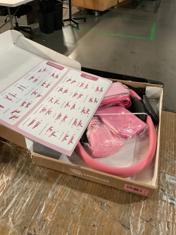 Photo 1 of (incomplete) LIONSCOOL Pilates Ring Set – 14" Anti-Deformation Magic Circle with Padded Handles, Mini Ball, Resistance Bands, Guide & Bag (Pink Pro)