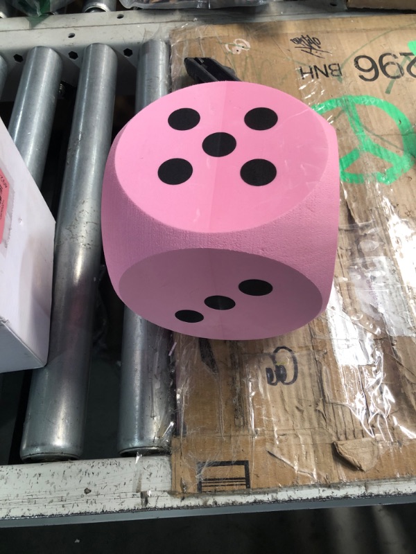 Photo 1 of ***(HEAVILY USED/ MINOR DAMAGE)***Shappy 6 Inches Foam Dice Fun Filled Large Educational Toy Kawaii Giant Dice Decorative Eva Foam Jumbo Cube Big Square Building Blocks for Game Nights Learning Sessions(Pink,1 Pc)