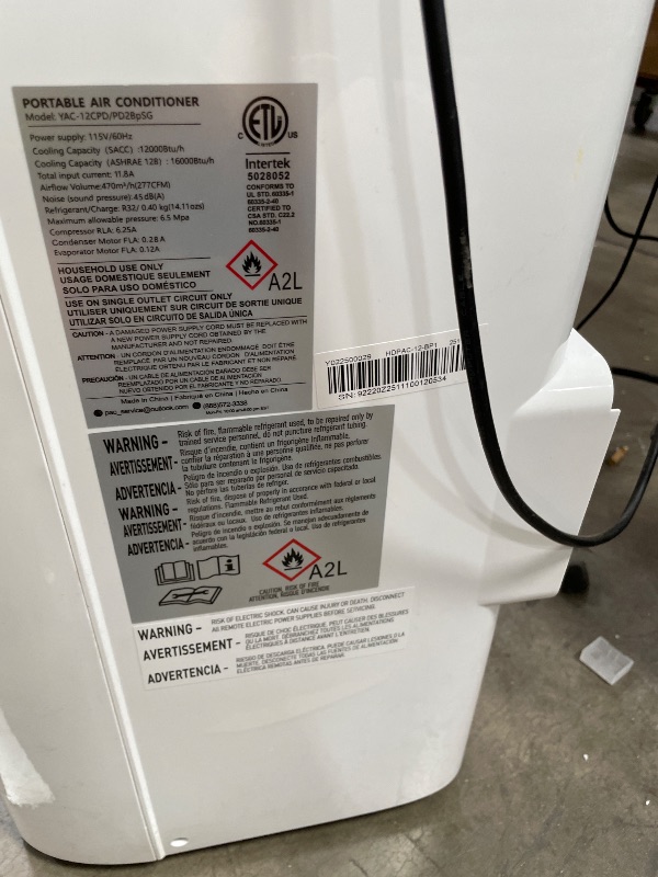 Photo 1 of **MISSING PIECES** Inverter 16000 BTU Portable Air Conditioner, 3 in 1 Portable Ac Unit Cools Up for Rooms 850 Sq. Ft, Dual Hose Standing AC for Bedrooms with Dehumidifier, Fan, Quiet Sleep Mode, Remote Control