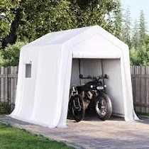 View 1 of ***STOCK PHOTO FOR REFERENCE ONLY, PARTS ONLY ***Garvee 6X8 Ft Outdoor Storage Shed, 2 Rolled Up Zipper Doors Portable Storage Shed, Waterproof Cover Vents Carports Temporary Shelter for Bike, Motorcycle, Gardening Tools, Generator, WHITE