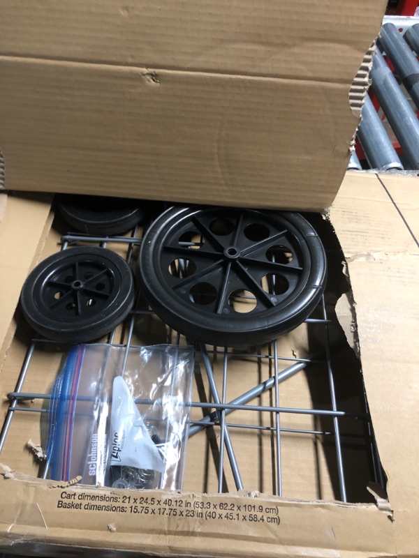 Photo 1 of  Deluxe Foldable Utility Shopping Cart with Dual Swivel Wheels and Double Basket- 200 lb Capacity