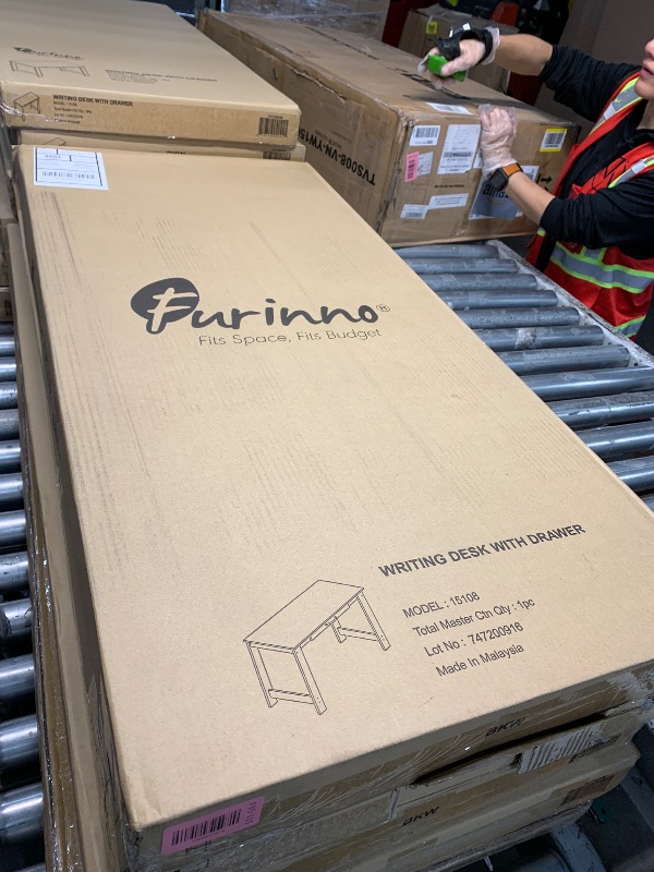 Photo 1 of ***FACTORY SEALED** URINNO Jaya Writing Desk For Residential Use With DrawerBlack, Blackwood, Large