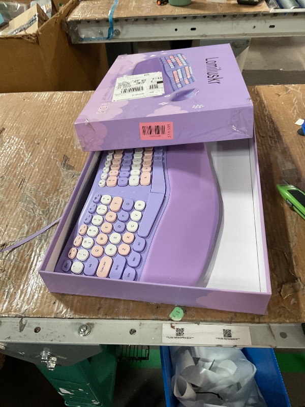 Photo 1 of * missing the mouse *
Wireless Ergonomic Keyboard and Mouse Combo with PU Wrist Rest, Carpal Tunnel Keyboard, 2.4G Colorful Split Ergo Keyboard, Comfortable Natural Typing, Compatible with PC/Laptop (Purple)
