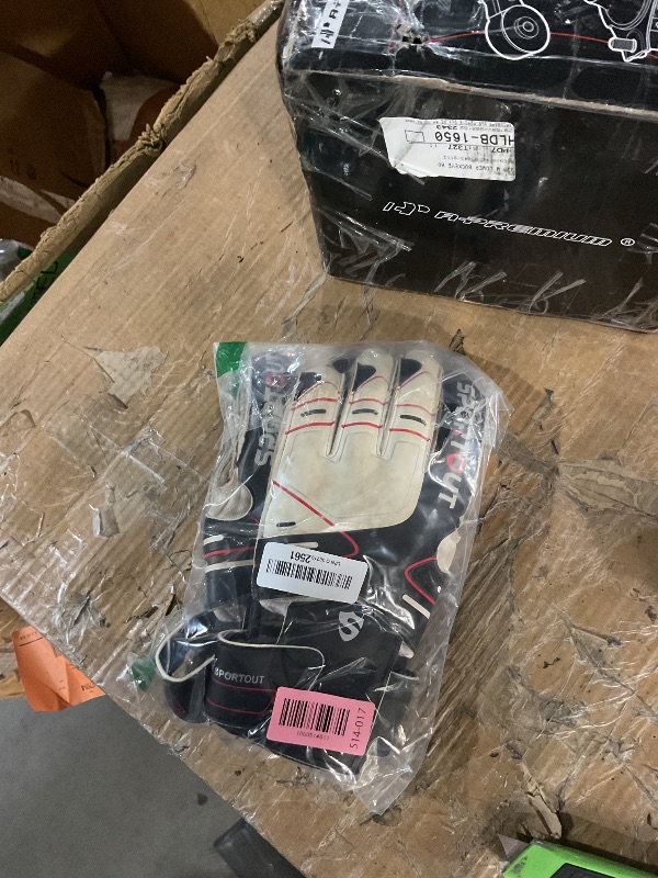 Photo 1 of ***(HEAVILY USED/ MINOR DAMAGE)***Sportout Youth&Adult Goalie Goalkeeper Gloves,Strong Grip for The Toughest Saves, with Finger Spines to Give Splendid Protection to Prevent Injuries,3 Colors (Black, 9)