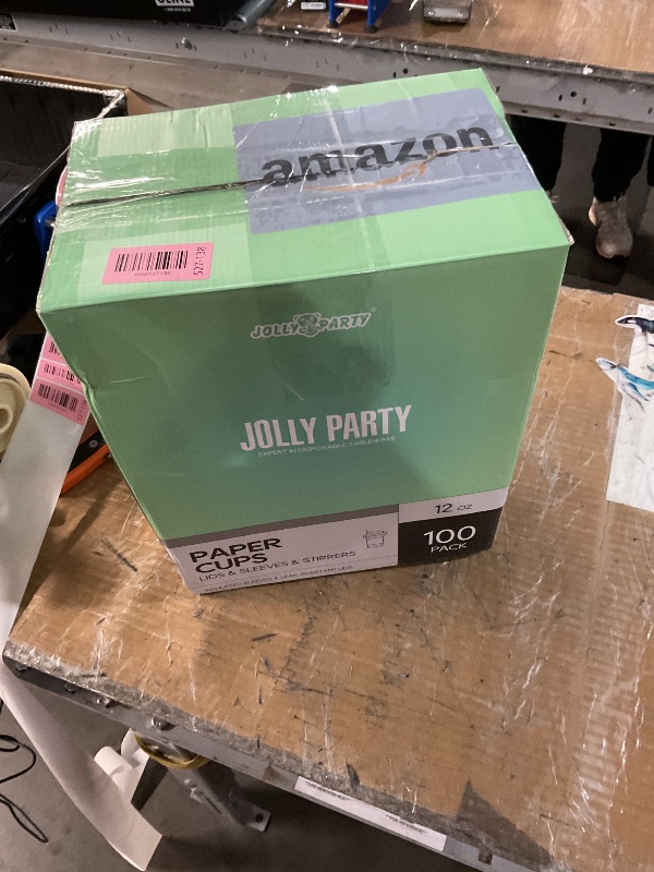 Photo 1 of [100 Pack] 12 oz Paper Coffee Cups, Disposable Paper Coffee Cup with Lids, Sleeves, and Stirrers, Hot/Cold Beverage Drinking Cup for Water, Juice or Tea, Suitable for Home, Shops and Cafes