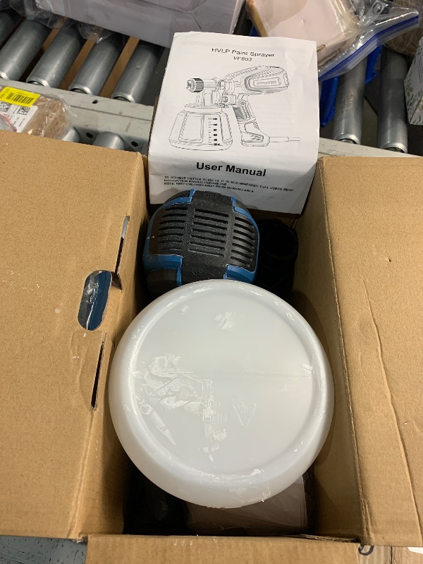 Photo 1 of ***(HEAVILY USED/ MINOR DAMAGE)***VONFORN Paint Sprayer, 700W HVLP Spray Gun with Cleaning & Blowing Joints, 4 Nozzles and 3 Patterns, Easy to Clean, for Furniture, Cabinets, Fence, Walls, Door, Garden Chairs etc. VF803 Blue
