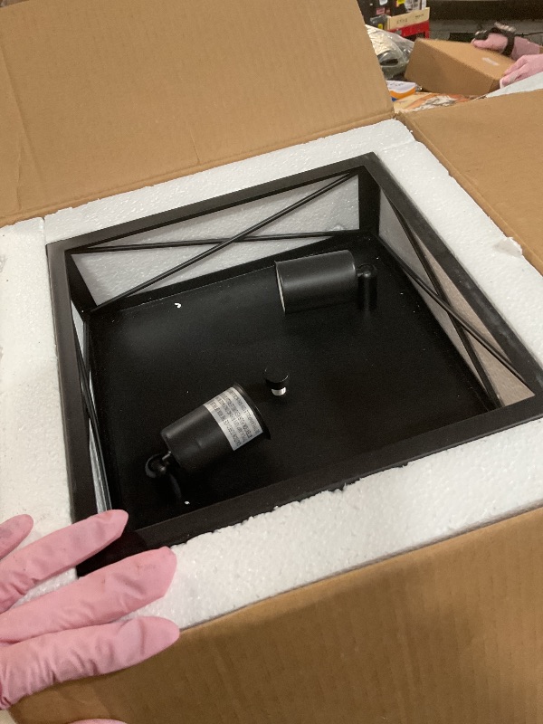 Photo 1 of -Light Industrial Square Flush Mount Ceiling Light, Farmhouse Ceiling Light Fixture for Kitchen, Modern Black Close to Ceiling Light for Hallway Bedroom Balcony Porch Stairway, E26,