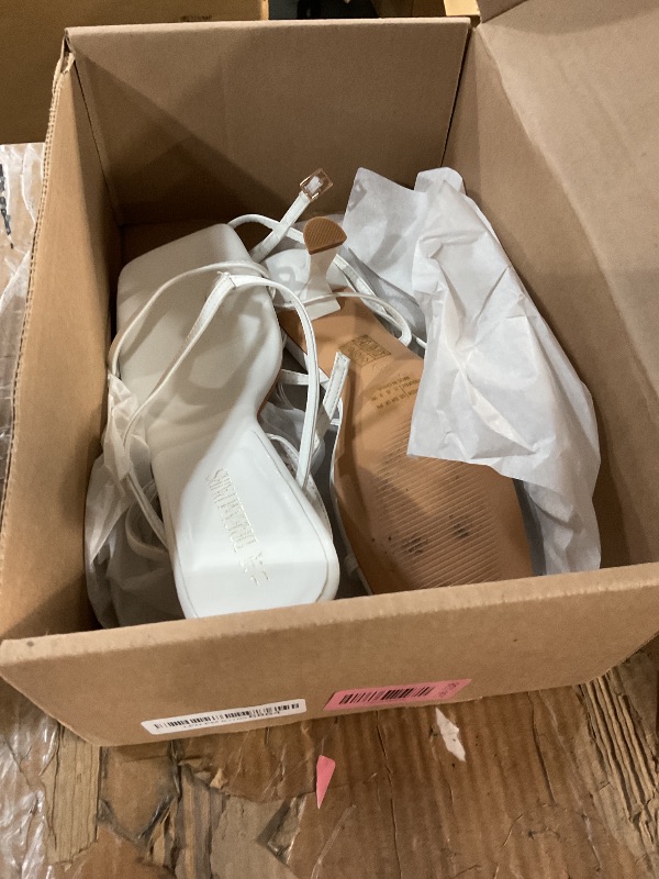 Photo 1 of ***(HEAVILY U SED/ MINOR DAMAGE)***DREAM PAIRS Women's kitten Low Strappy Lace Up Heels Open Square Toe Thong Ankle Strap Heels Sexy Fashion Comfort Dress Shoes Party Sylvestra Pumps Heeled Sandals,Size 11,White-Pu,SDHS2405W