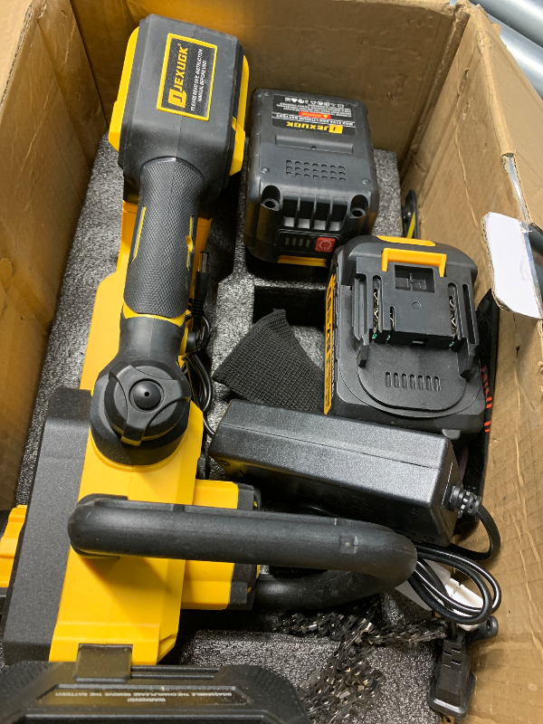 Photo 1 of (see all images) JEXUGK 12" Brushless Cordless Chainsaw, Hand Held Cordless Chain Saw with 2 x 4.0Ah Battery, Portable Small Mini Chainsaw