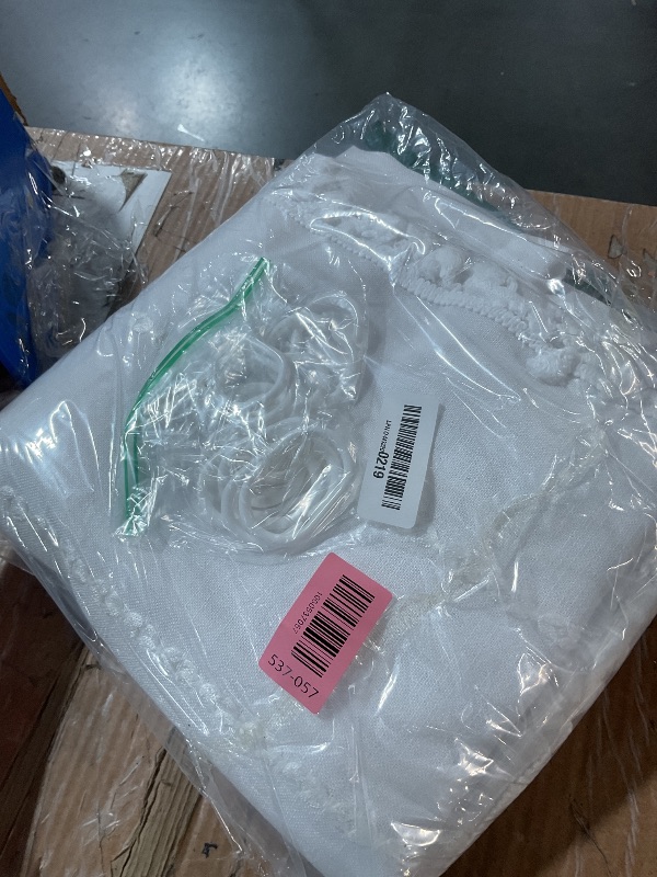 Photo 1 of ***(HEAVILY USED/ MINOR DAMAGE)***BTTN Boho Farmhouse Shower Curtain - Linen Rustic Heavy Duty Striped Fabric Shower Curtain Set, Bohemian Vintage Country Cloth Shower Curtains for Bathroom, White, 72" W x 90" L (Pack of 1)