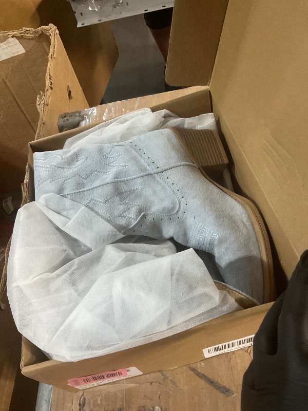 Photo 1 of ***(HEAVILY USED/ MINOR DAMAGE)***IUV Suede Cowboy Boots For Women Chunky Heel Pointed Toe Cowgirl Boots Mid Calf Western Embroidery fall Boot