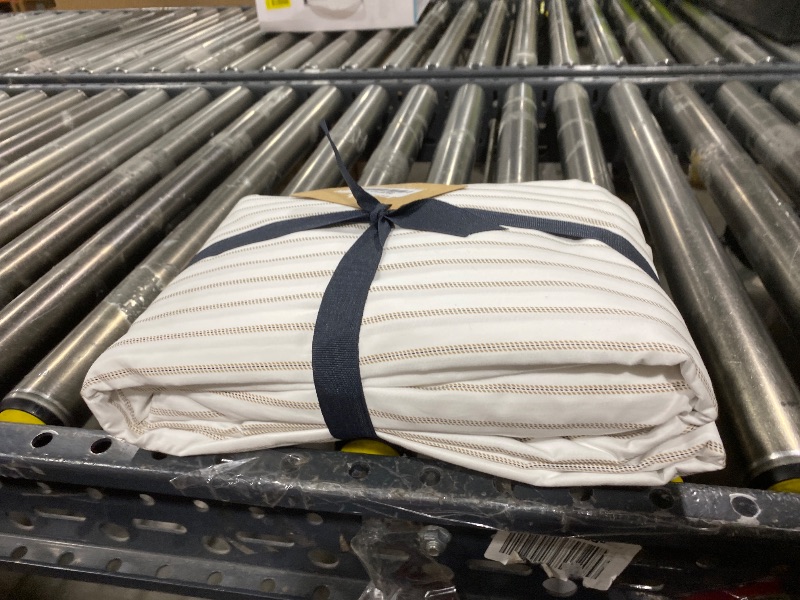 Photo 1 of Eddie Bauer - Queen Sheet Set, Cotton Percale Bedding Set, Super Soft and Bedding Set, Oeko-Tex Certified (Essential Stripe Beige, Queen)