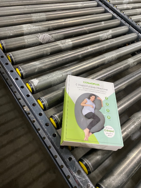 Photo 1 of ????????? ?????? ????? COSMOPLUS C Shaped Full Body Pillow Case ????? for Maternity,Stretchy Cool Breathable Jersey Fabric,Provides Sleep and Pregnancy Support,Heather Grey