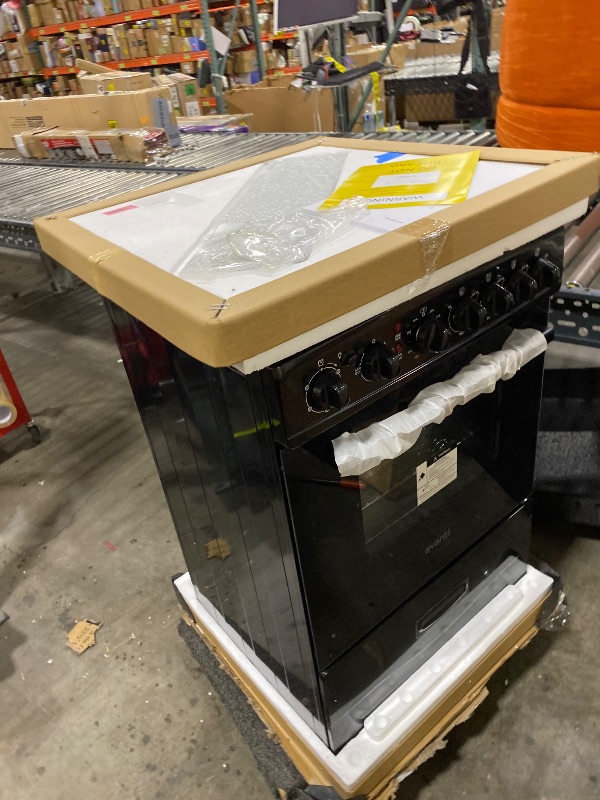 Photo 1 of Avanti Electric Range Oven Compact Design, 2.6-Cu.Ft. Capacity with 4 Coil Burners, Framed Glass Oven Door, Storage Drawer and Broiler with Pan Perfect for Apartment RV Tiny Home, 24-Inch, Black