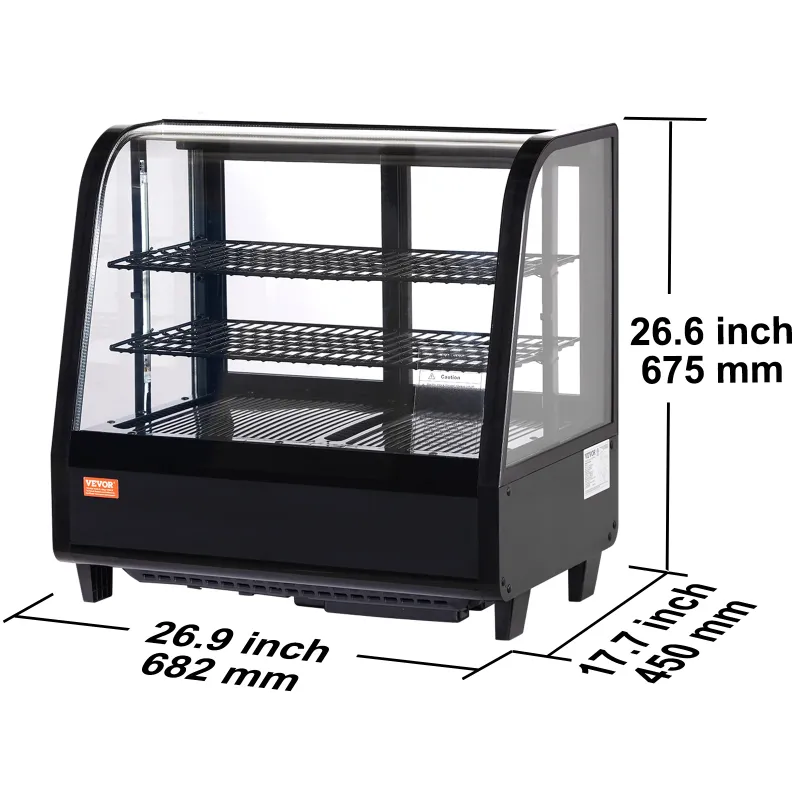 Photo 1 of VEVOR Refrigerated Display Case Bakery Display Fridge Case 3.5 cu ft/100L 2-Tier