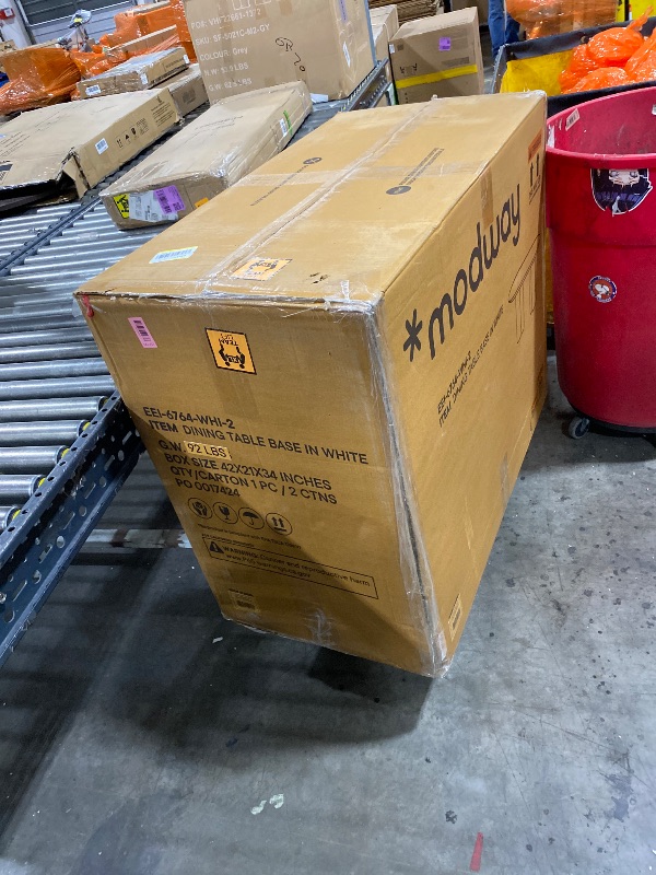 Photo 1 of missing multiple pieces-------------------------------Modway EEI-6764-WHI Caspian 72" Oval Concrete Dining Table, White