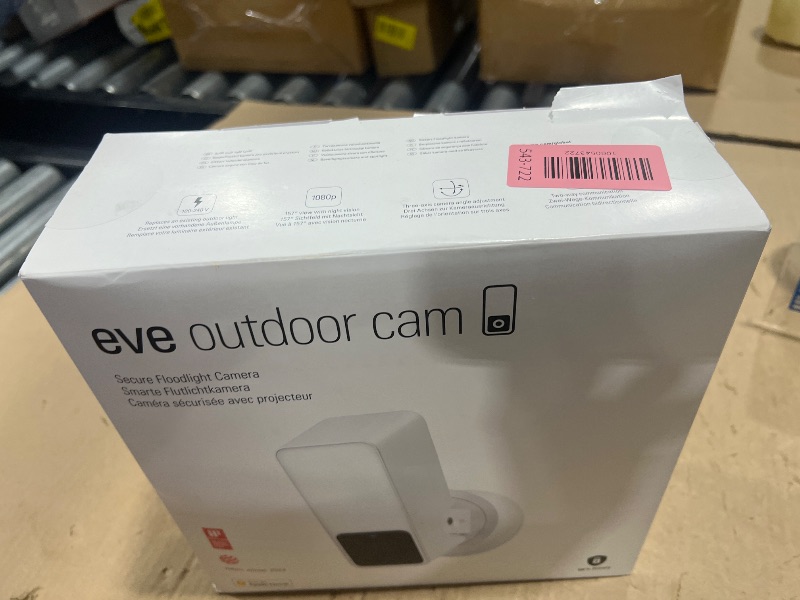 Photo 1 of Eve Outdoor Cam (White Edition) – Secure floodlight Camera, (HomeKit Secure Video), 1080p, Night Vision, Wi-Fi (2.4 GHz), Motion Sensor, Two-Way Communication, Flexible & Easy Installation