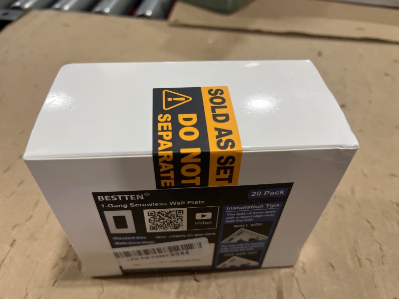 Photo 1 of (20 Pack) BESTTEN USWP6 Matte Snow White Series, 1-Gang Screwless Wall Plate, Decorator Outlet Cover, Decor Switch Plate, H4.69” x W2.91”, for Dimmer, USB, GFCI, Receptacle