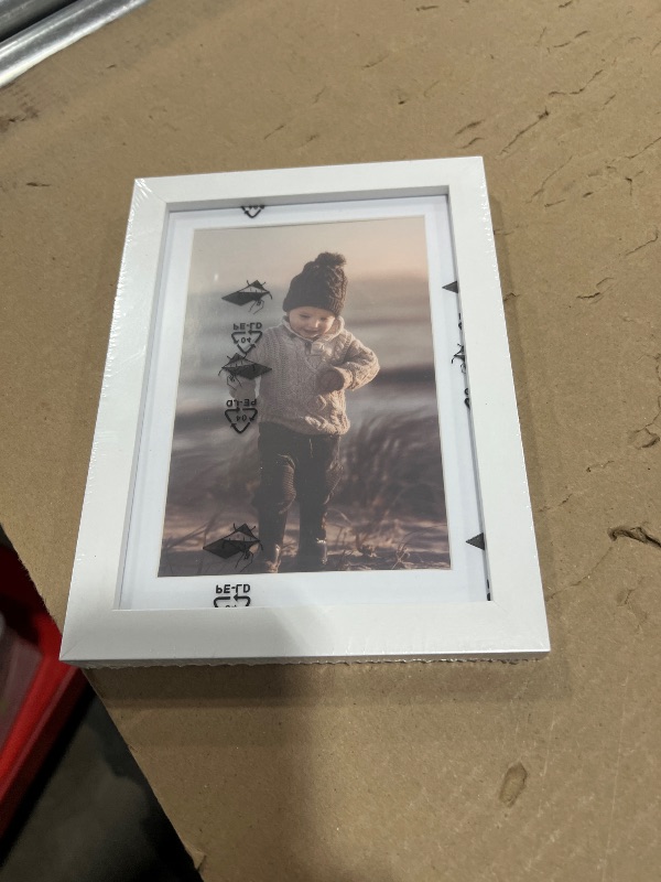 Photo 1 of ***1 KINLINK 4x6 Picture Frame White Wooden Photo Frame with Plexiglass for 4x6 without Mat for Table and Wall Display