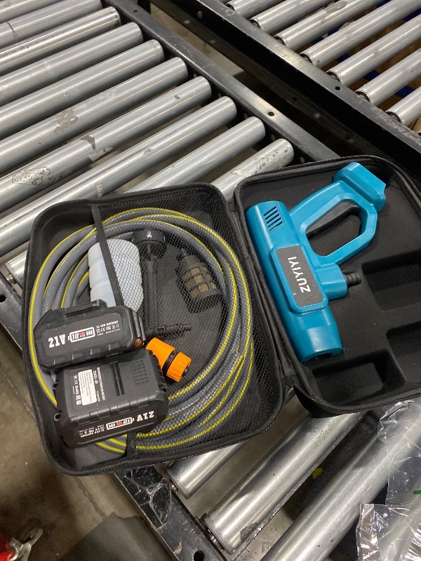 Photo 1 of ZUYIYI Cordless Pressure Washer, 970PSI Portable Power Cleaner with 2×4.0Ah Battery, 6 in 1 Nozzle, 16.4FT Hose, High-Pressure Car Washer Gun for Washing Cars Fences Floor