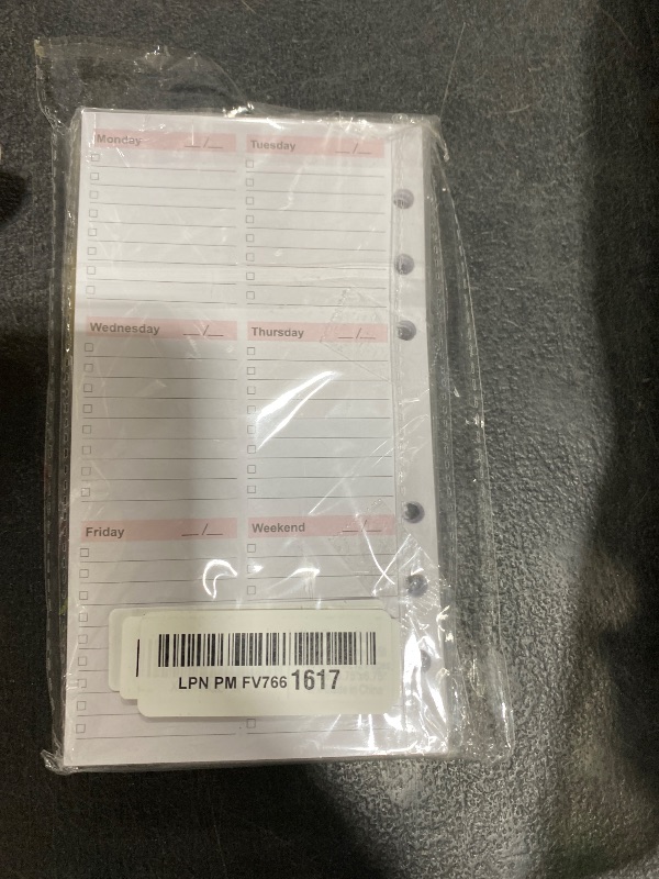 Photo 1 of (2-Pack) A6 Weekly Planner Refills for Filofax Personal Binders, 106 Sheets/212 Pages Undated Colorful Weekly Planner, 6-Hole Punched, 100 gsm White Paper, Last 2 Year, 3.75" x 6.75"