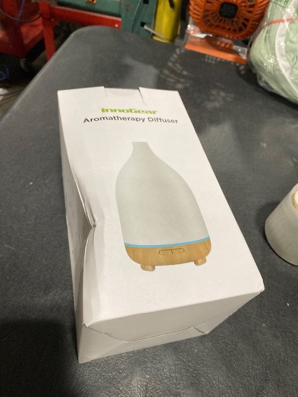 Photo 1 of InnoGear Oil Diffuser, 150ML Ceramic Diffuser for Essential Oils Handcrafted Aromatherapy Diffuser Ultrasonic Cool Mist Humidifier with 2 Mist Modes Waterless Auto Off for Room Office, White