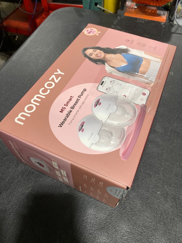 Photo 1 of Momcozy M5 Smart APP Controlled Wearable Breast Pump, Hands-Free Wireless Electric Pump, 3 Modes 9 Suction Levels, BPA-Free, Portable Lightweight, 24mm Flange, 2-Pack Cozy Red