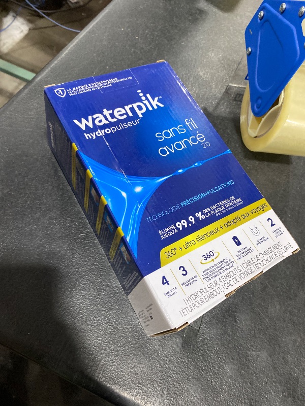 Photo 1 of Waterpik Cordless Advanced 2.0 Water Flosser For Teeth, Gums, Braces, Dental Care With Travel Bag and 4 Tips, ADA Accepted, Rechargeable, Portable, and Waterproof, White WP-580, Packaging May Vary